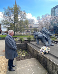 International Workers' Memorial Day 2021 wreath laying by Provost of Inverclyde Martin Brennan